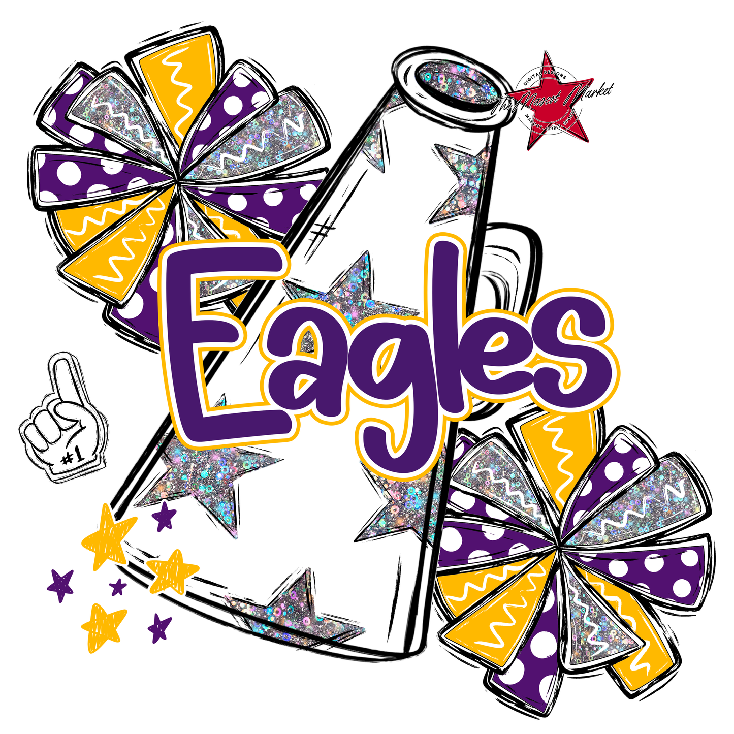 Eagles Alpha Cheer Megaphone-Purple-Yellow