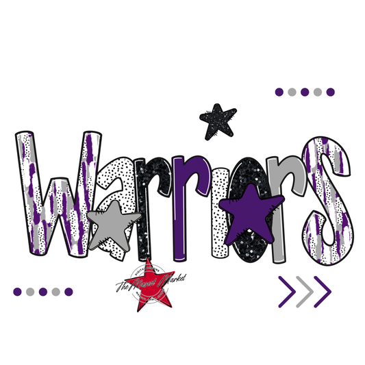 Warriors Brushstroke Alpha w Arrows-Purple-Grey