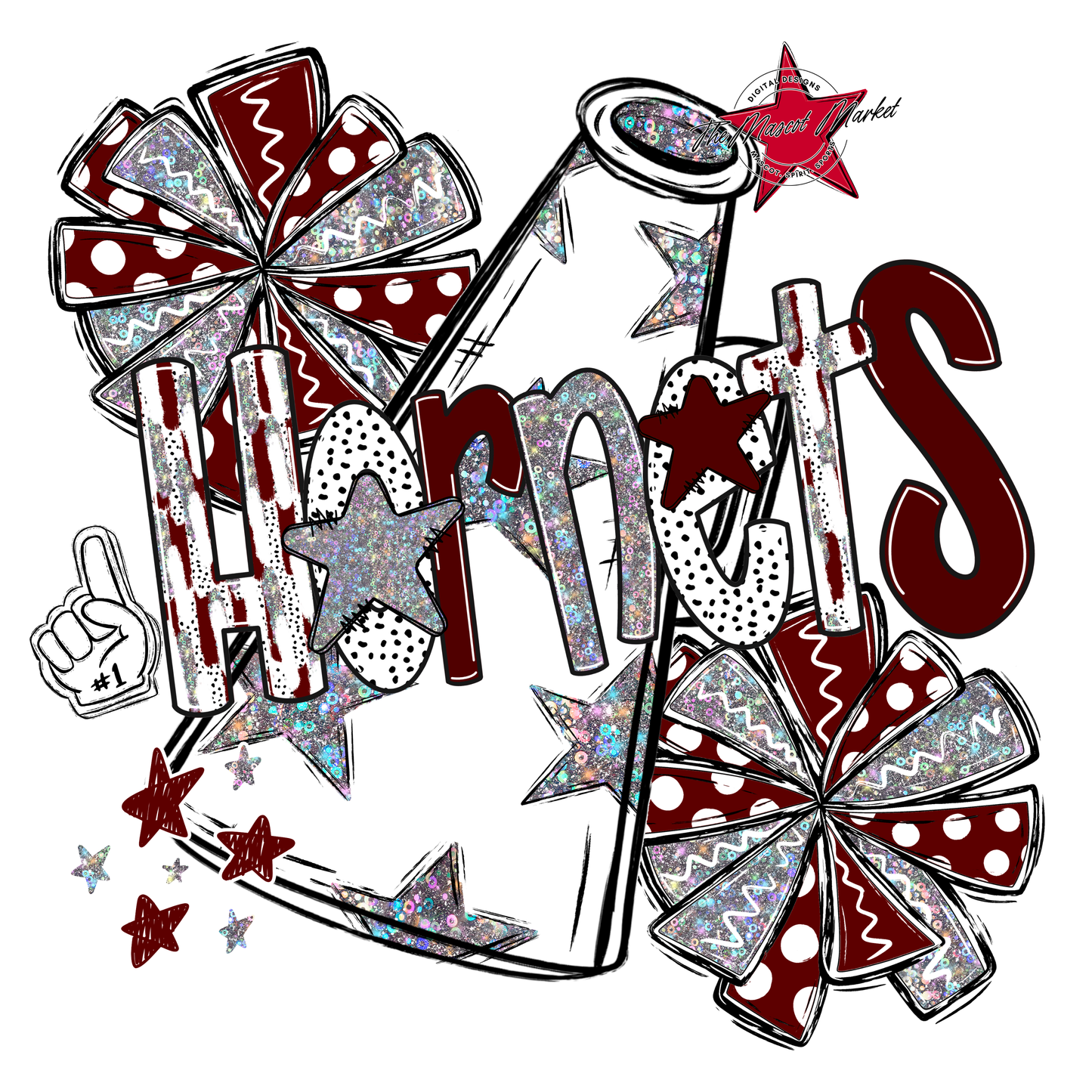 Hornets Cheer Megaphone Scrape-Maroon