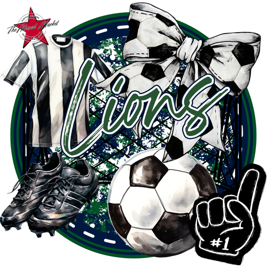 Lions Circle Soccer Design-Navy-Green
