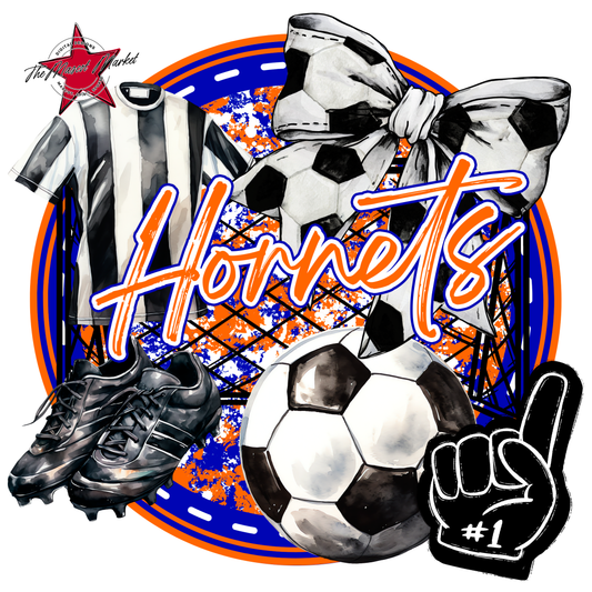 Hornets Circle Soccer Design-Blue-Orange