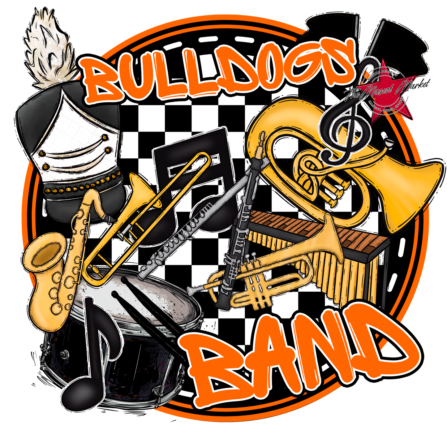 Bulldogs Circle Band Design-Orange