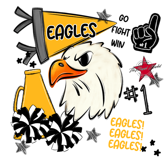 Eagles Mascot Spirit Design Megaphone-Yellow