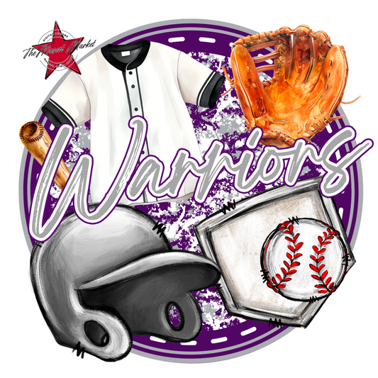 Warriors Circle Baseball Design-Purple-Grey