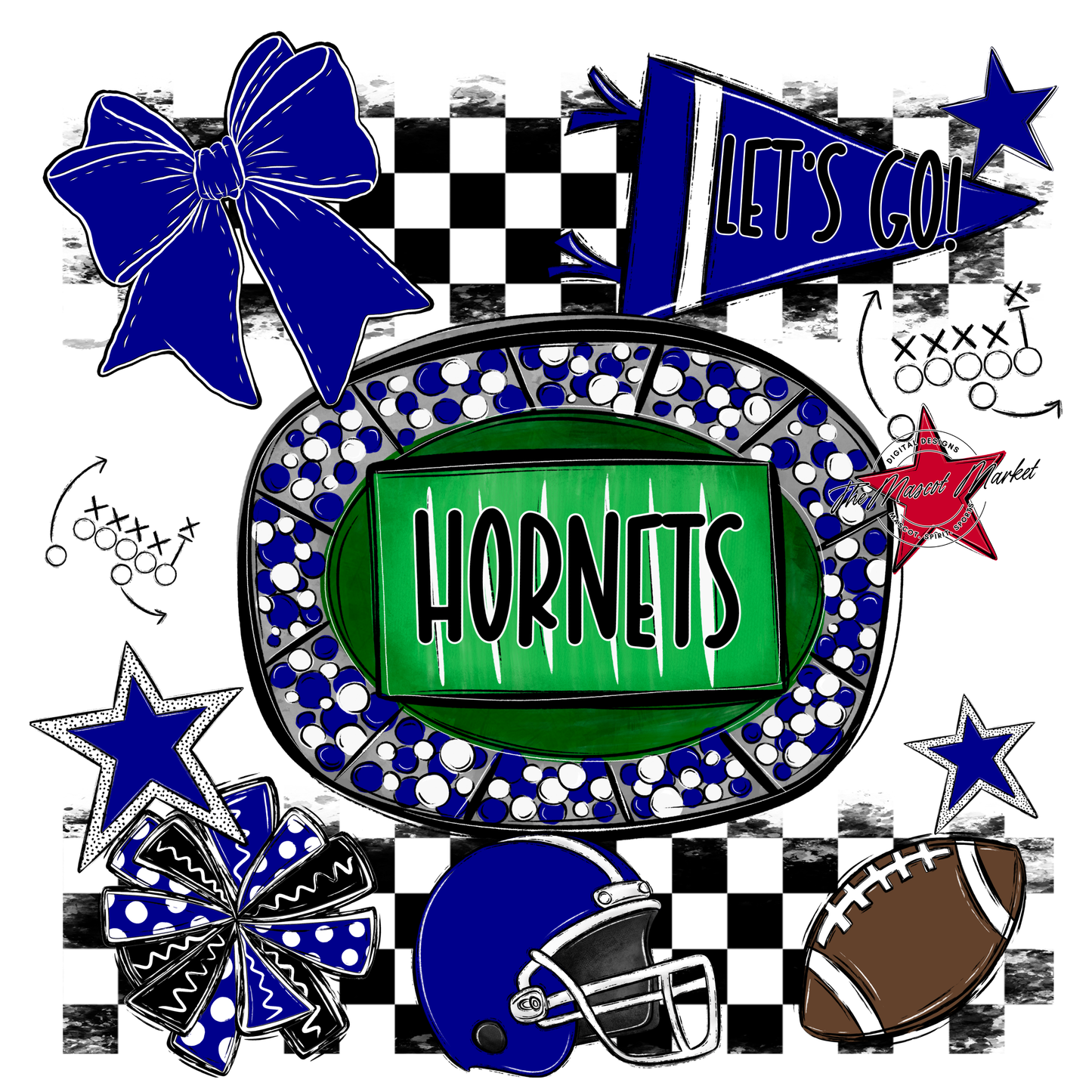 Hornets Checkers Spirit Design-Blue