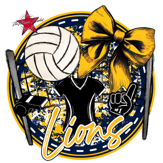 Lions Circle Volleyball Design-Navy-Yellow