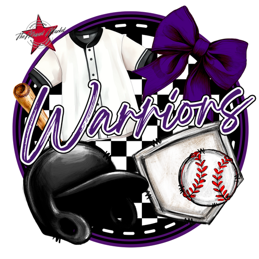 Warriors Circle Baseball Design-Purple