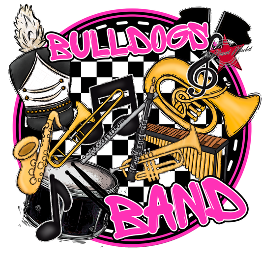 Bulldogs Circle Band Design-Pink