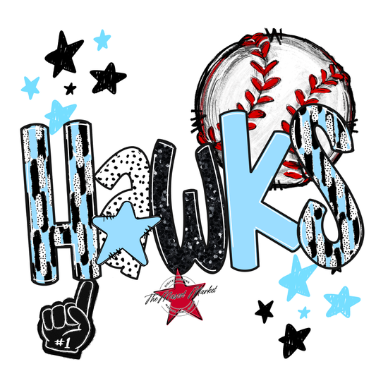 Hawks Baseball Scrape-Columbia Blue