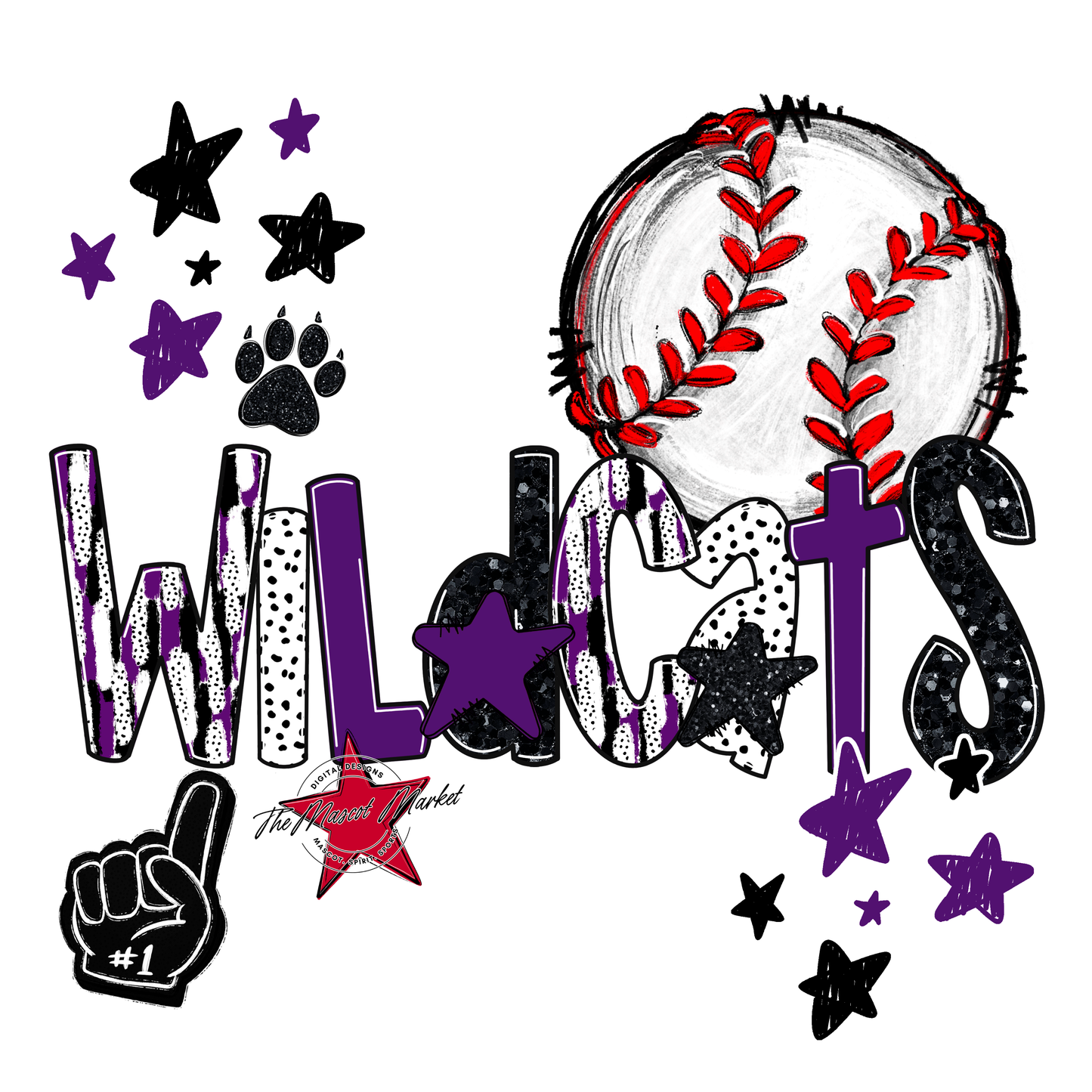 Wildcats Baseball Scrape-Purple