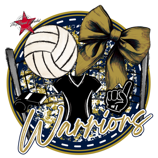 Warriors Circle Volleyball Design-Navy-Gold