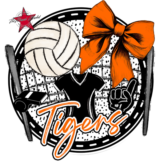 Tigers Circle Volleyball Design-Orange