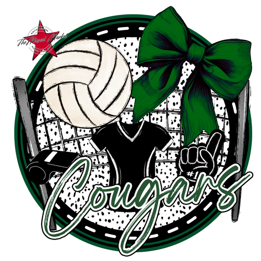 Cougars Circle Volleyball Design-Green