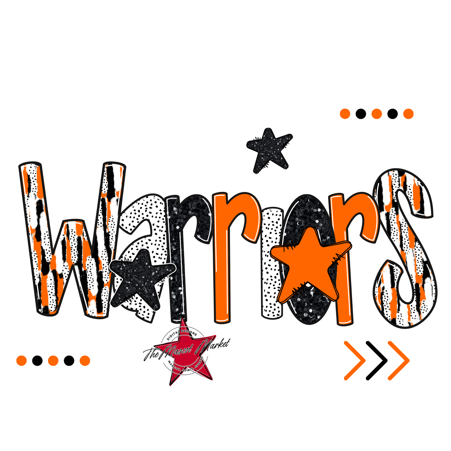 Warriors Brushstroke Alpha w Arrows-Orange