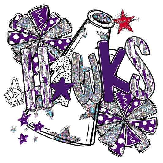 Hawks Cheer Megaphone Scrape-Purple