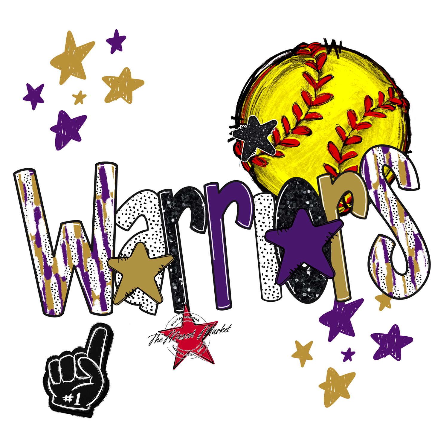 Warriors Softball Scrape-Purple-Gold