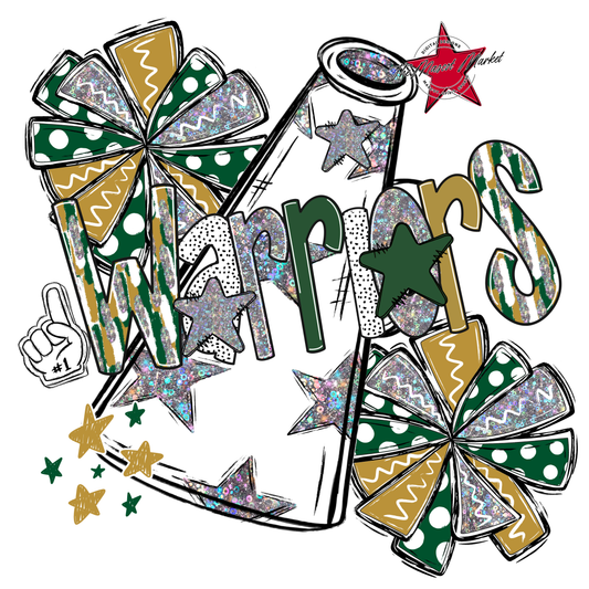 Warriors Cheer Megaphone Scrape-Green-Gold