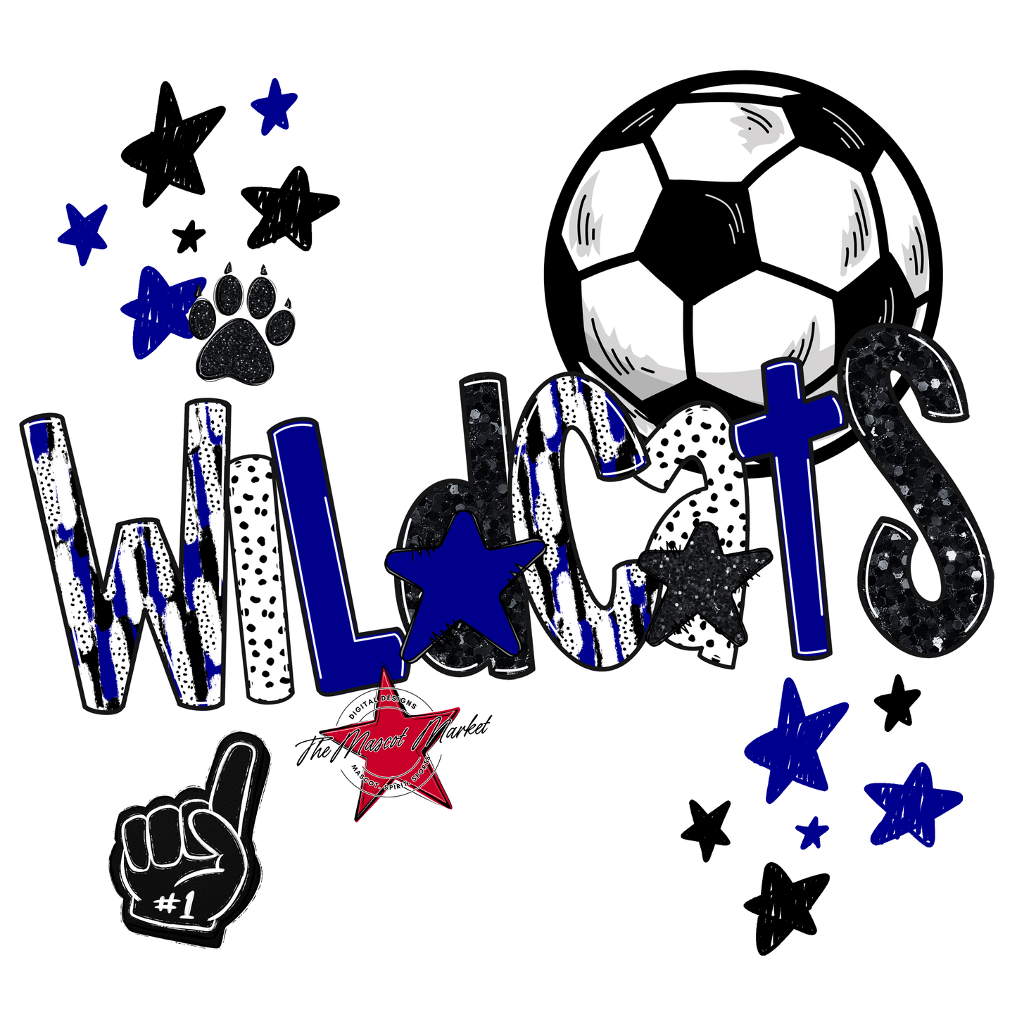 Wildcats Soccer Scrape-Royal Blue