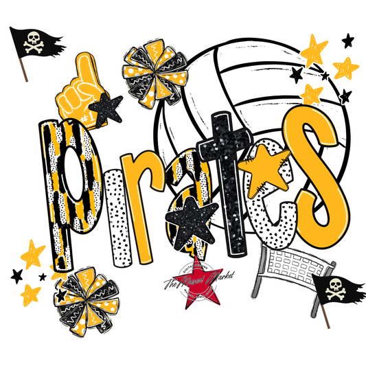 Pirates Volleyball Scrape-Yellow