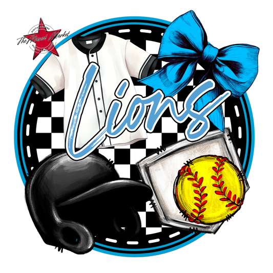 Lions Circle Softball Design-Carolina Blue