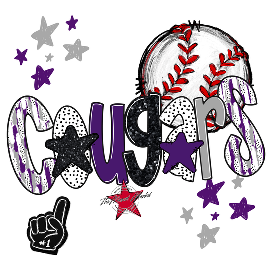 Cougars Baseball Scrape-Purple-Grey