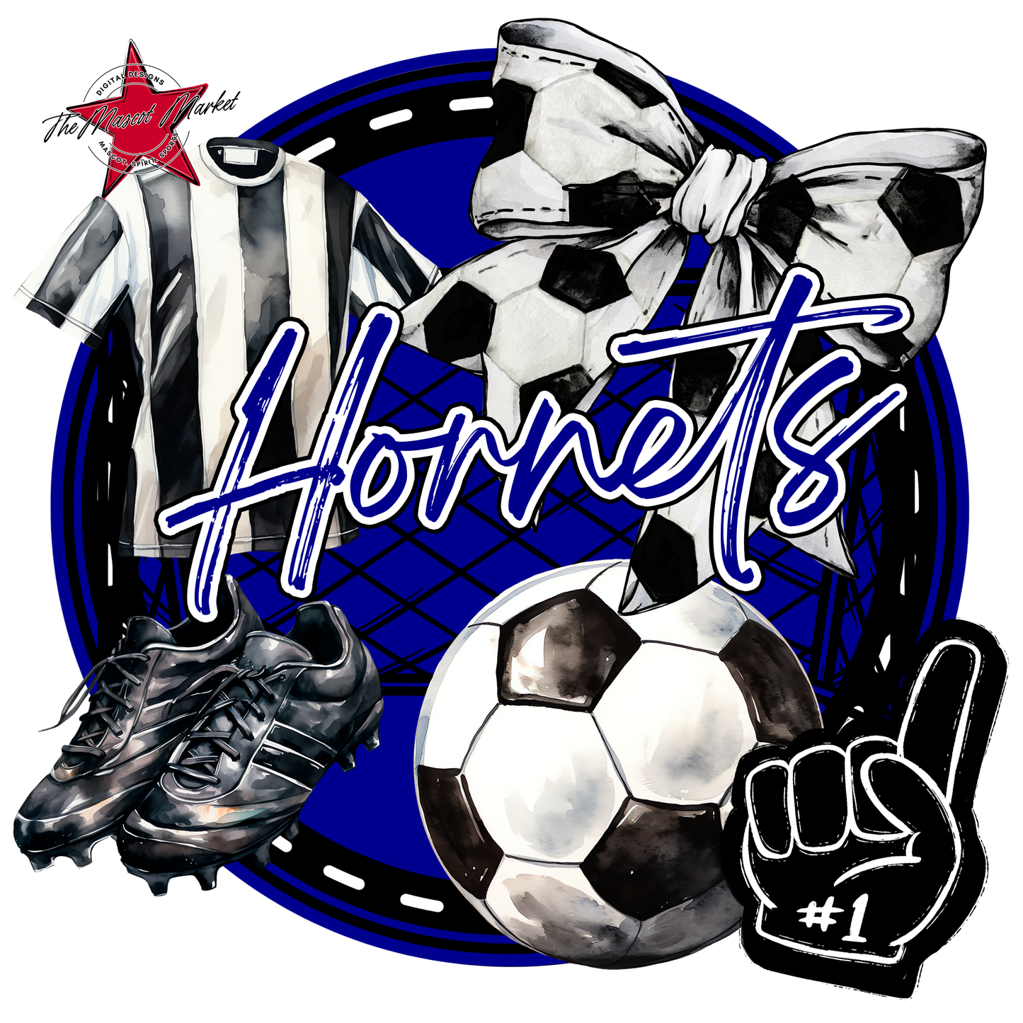 Hornets Circle Soccer Design-Blue