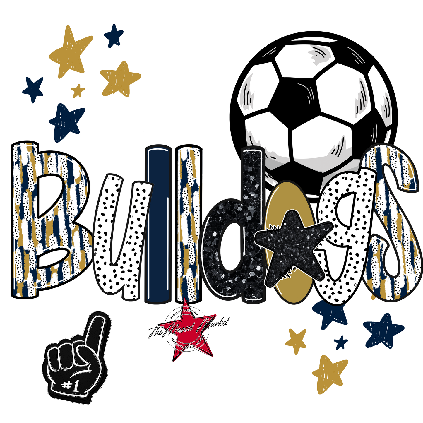 Bulldogs Soccer Scrape-Navy-Gold