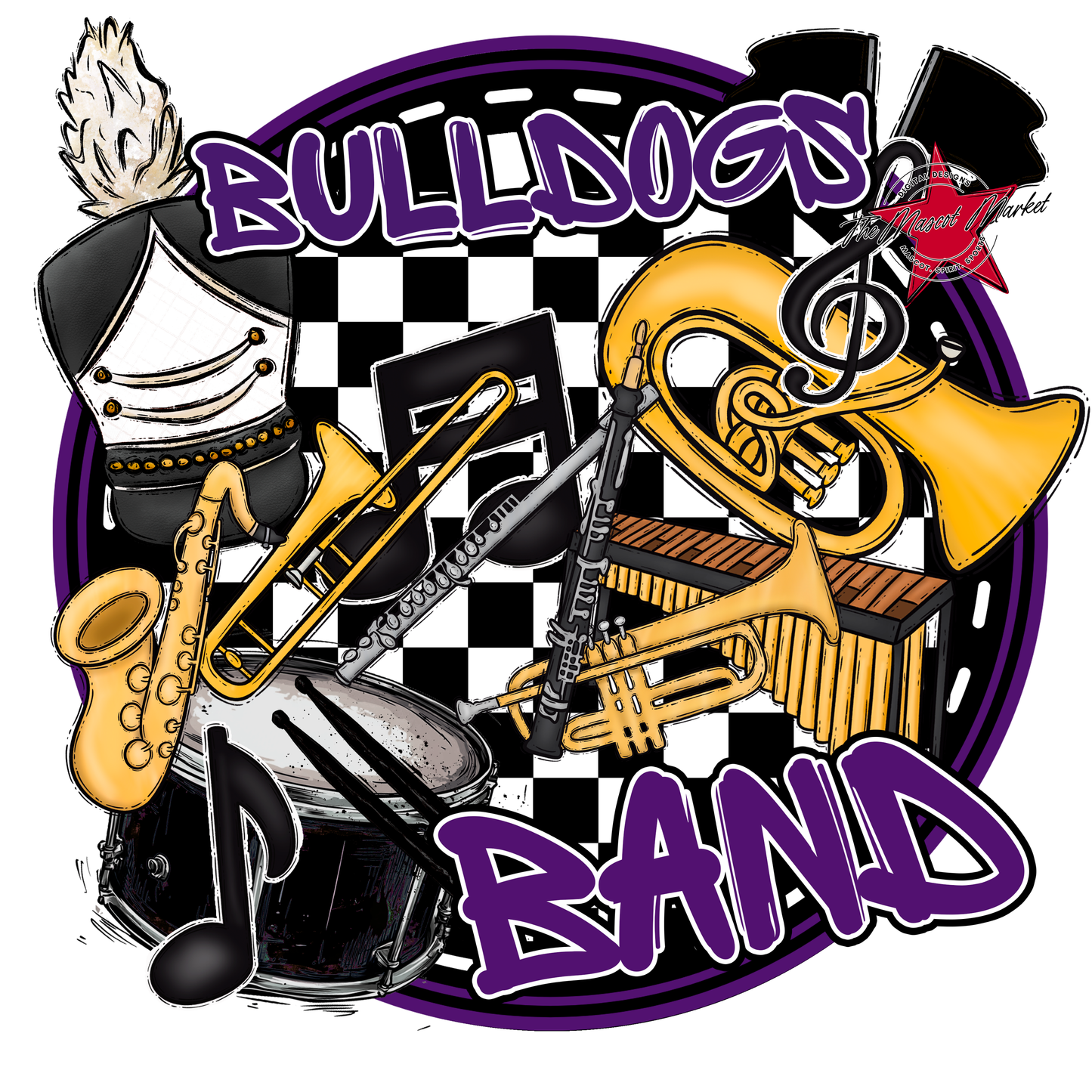 Bulldogs Circle Band Design-Purple