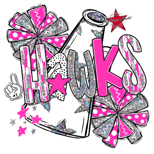 Hawks Cheer Megaphone Scrape-Pink