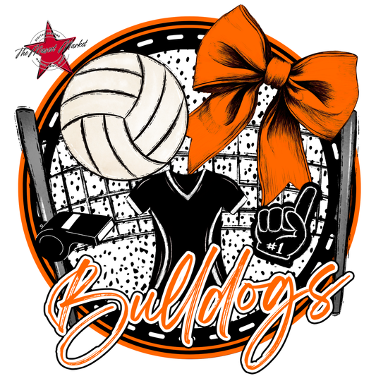 Bulldogs Circle Volleyball Design-Orange
