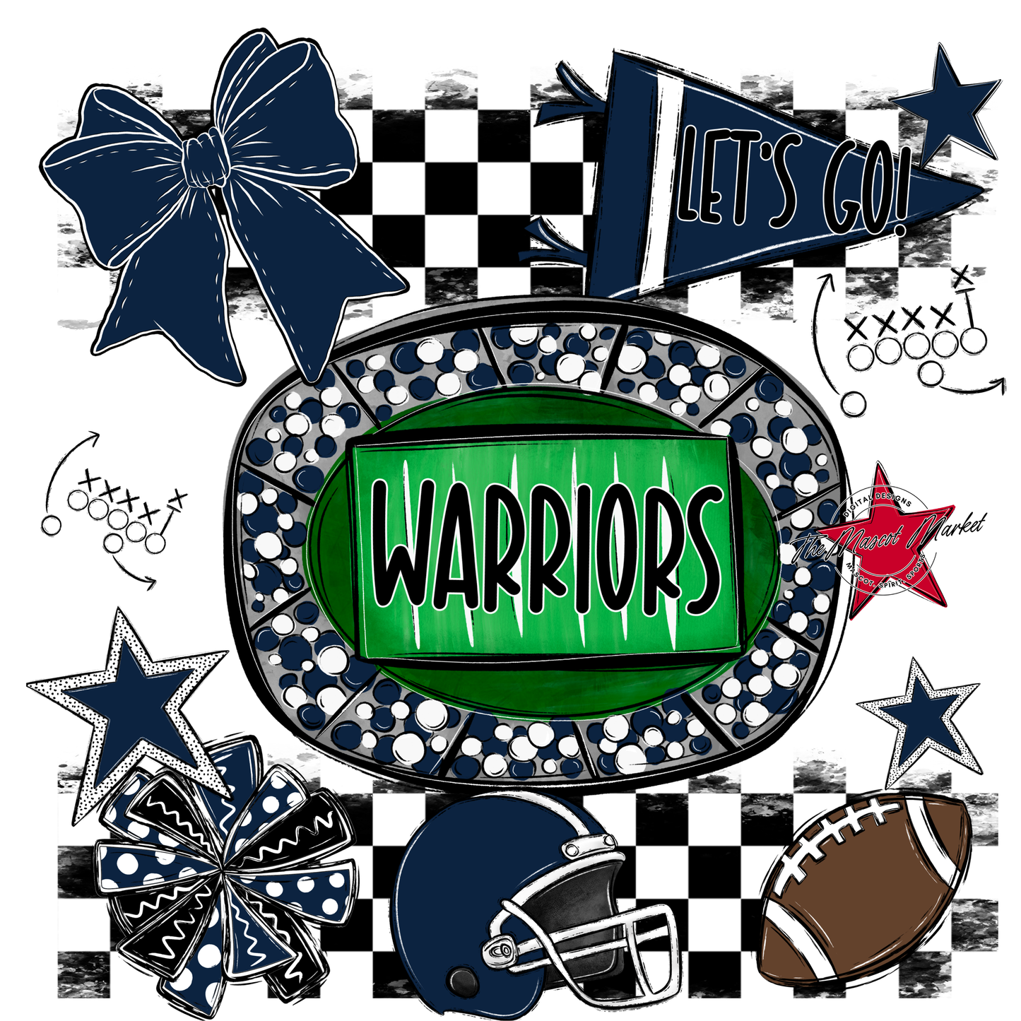 Warriors Checkers Spirit Design-Navy