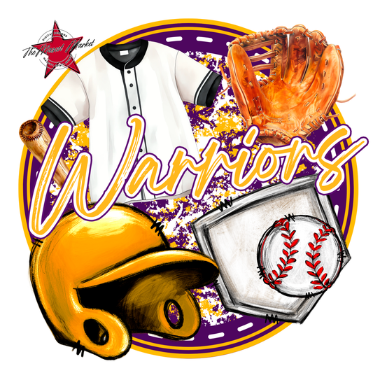 Warriors Circle Baseball Design-Purple-Yellow
