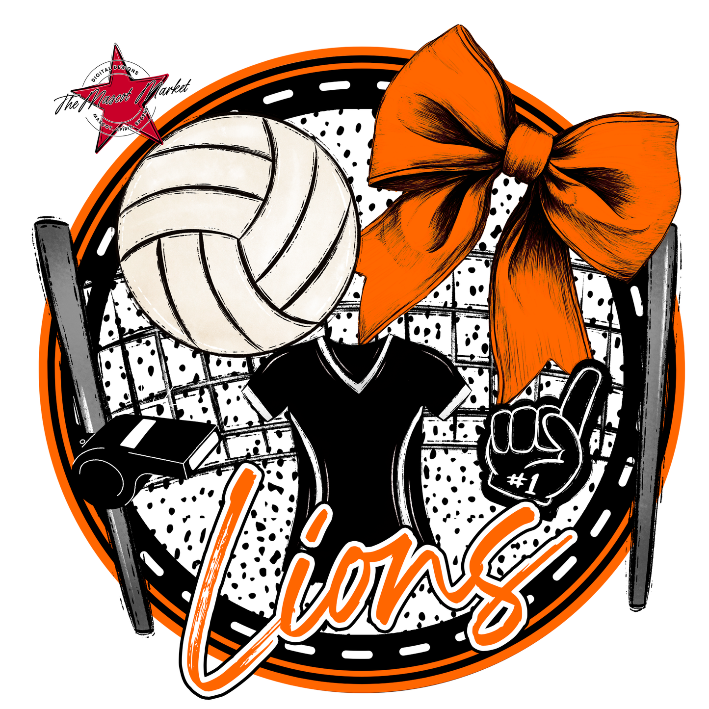 Lions Circle Volleyball Design-Orange