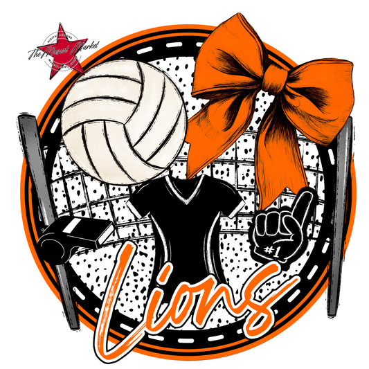 Lions Circle Volleyball Design-Orange