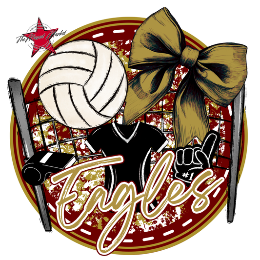 Eagles Circle Volleyball Design-Maroon-Gold