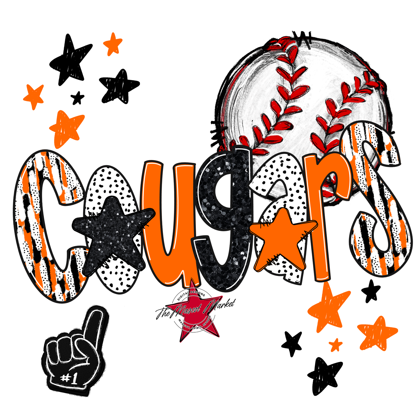 Cougars Baseball Scrape-Orange