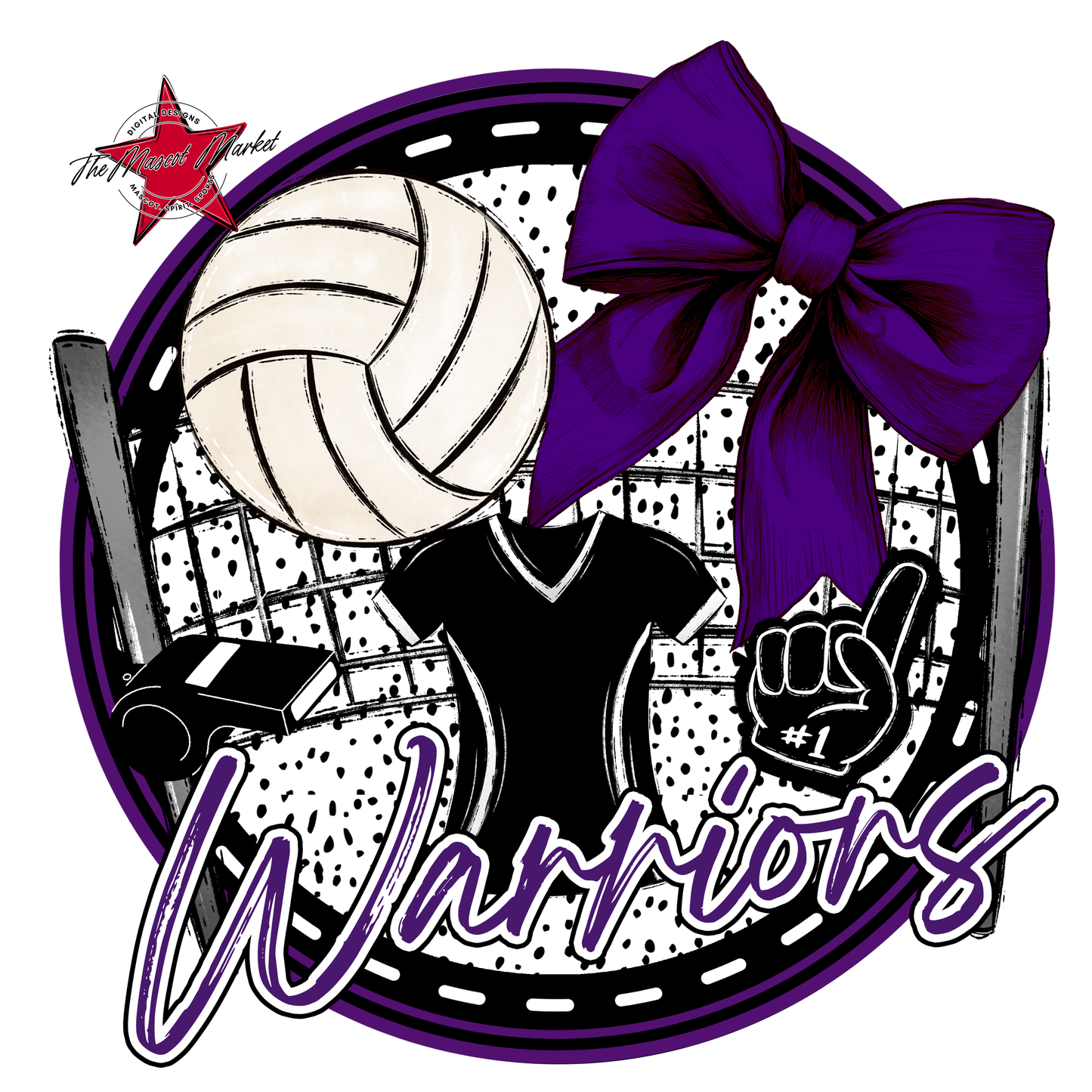 Warriors Circle Volleyball Design-Purple