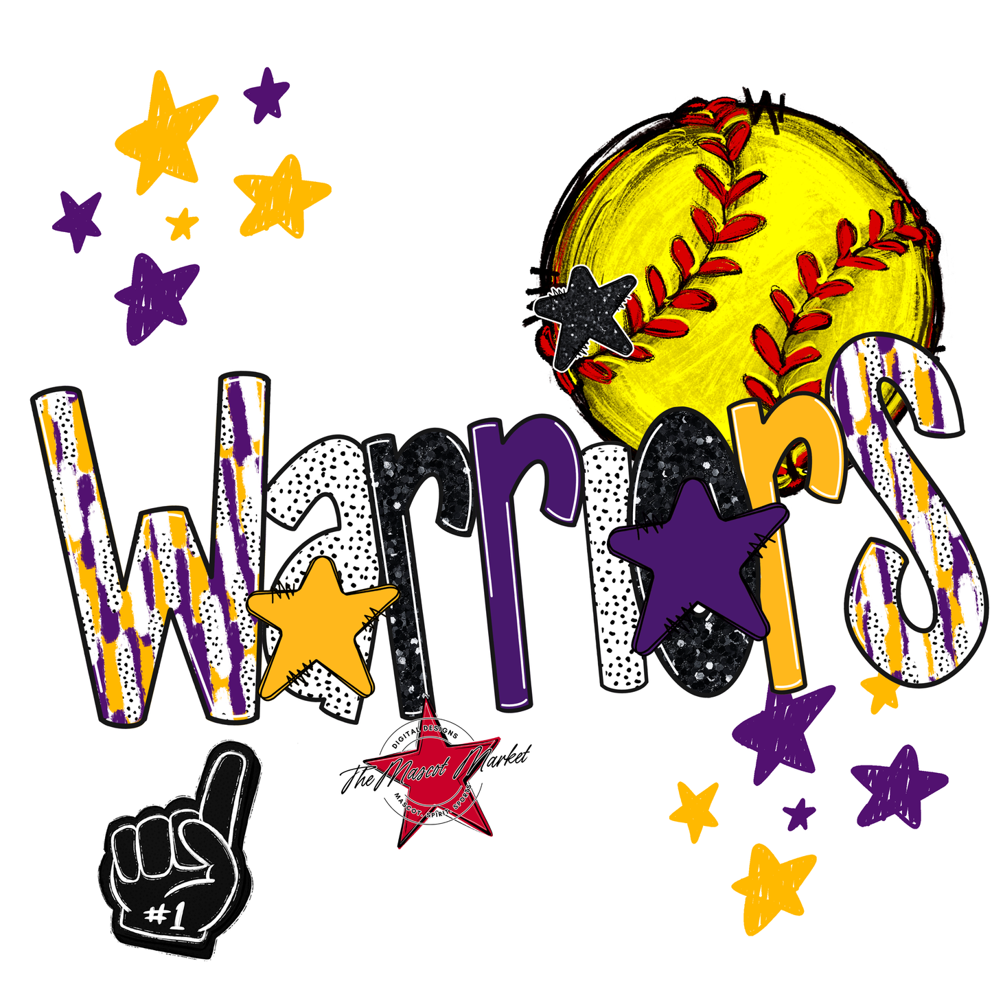 Warriors Softball Scrape-Purple-Yellow