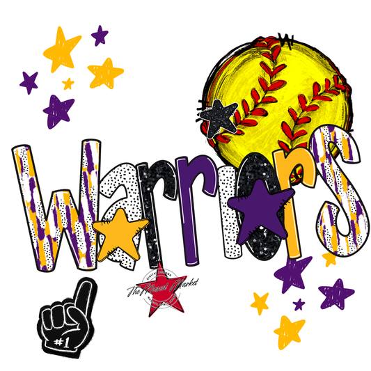 Warriors Softball Scrape-Purple-Yellow