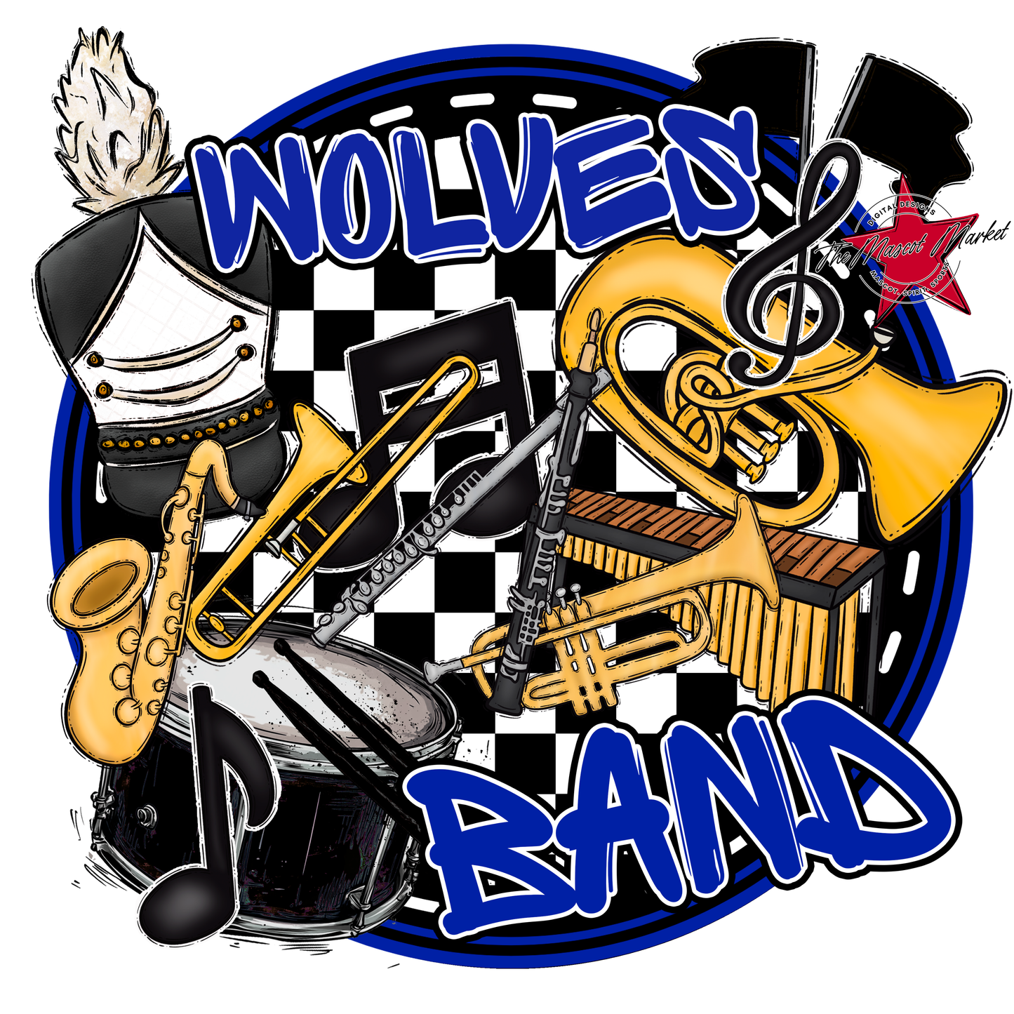 Wolves Circle Band Design-Royal Blue