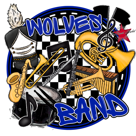 Wolves Circle Band Design-Royal Blue
