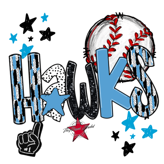 Hawks Baseball Scrape-Carolina Blue
