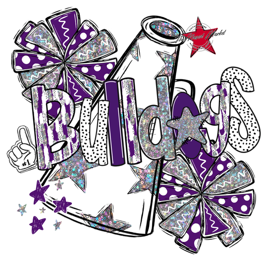 Bulldogs Cheer Megaphone Scrape-Purple