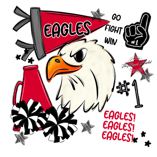 Eagles Mascot Spirit Design Megaphone-Red