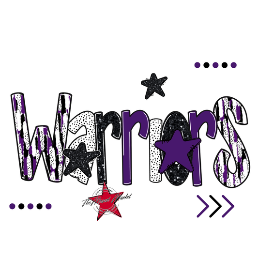 Warriors Brushstroke Alpha w Arrows-Purple