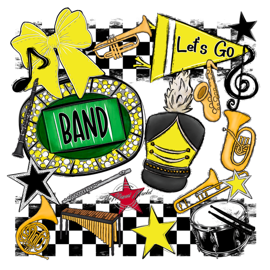 Band Checkers Spirit Design-Bright Yellow