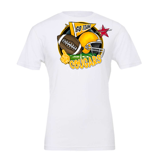 Cougars Circle Football Design-Yellow