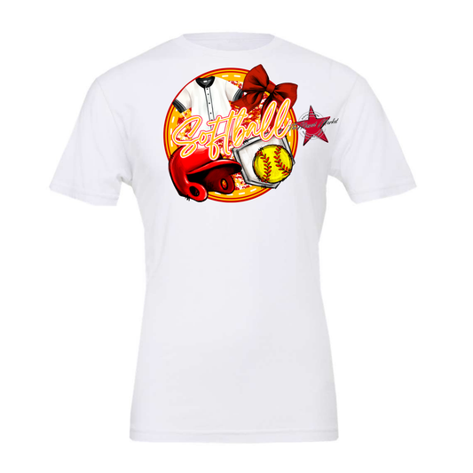 Circle Softball Design-Red-Yellow