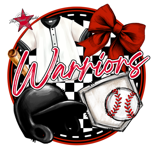 Warriors Circle Baseball Design-Red