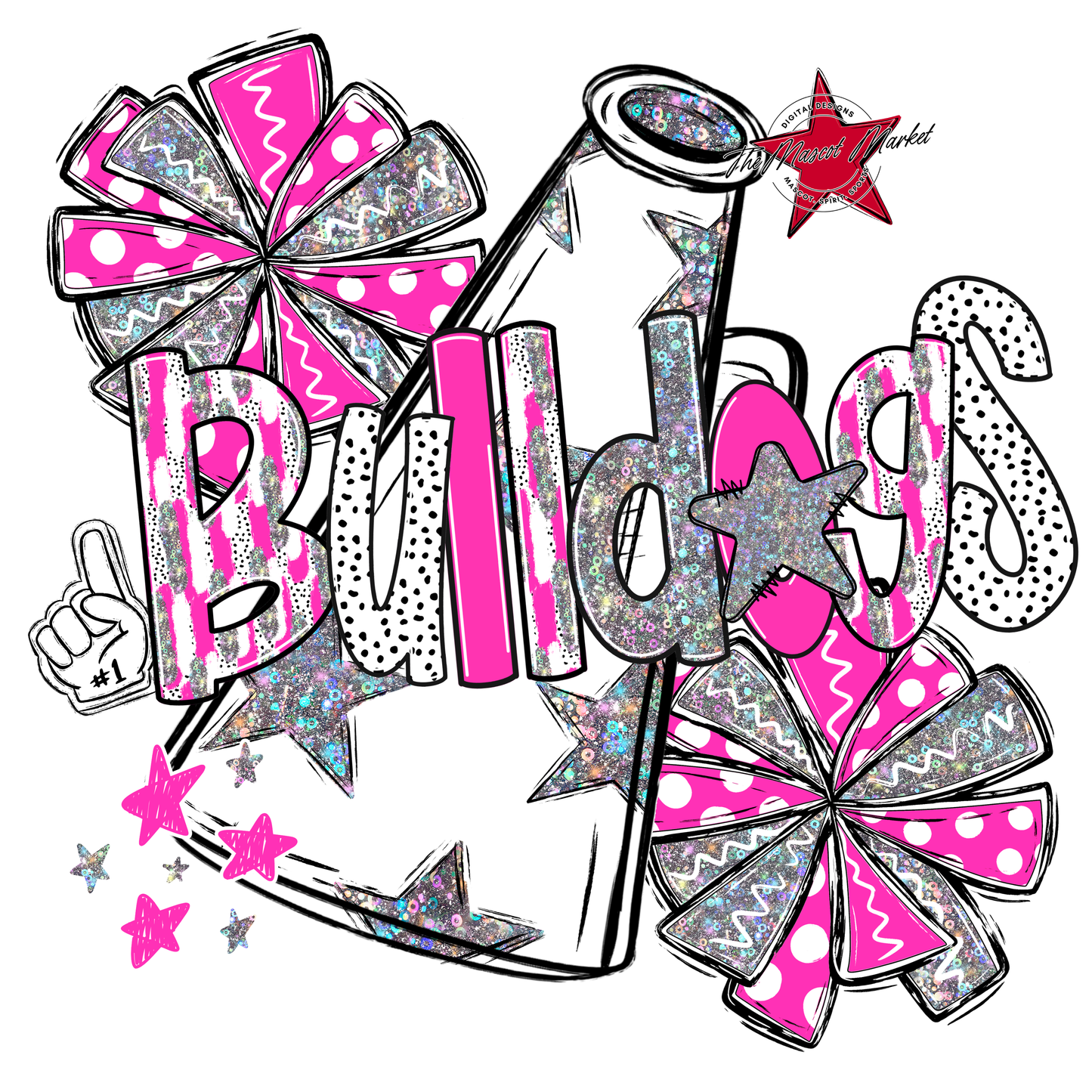 Bulldogs Cheer Megaphone Scrape-Pink